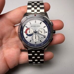 Michael Kors Silver and Navy Watch